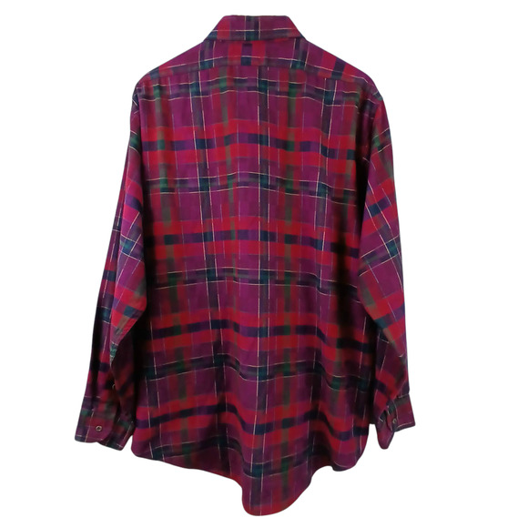 VTG LOBO by Pendleton SZ XL Cotton Wool Flannel Shirt Red Purple Blue Green - Picture 5 of 7